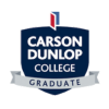 A blue and grey certification graphic of Carson Dunlop College.
